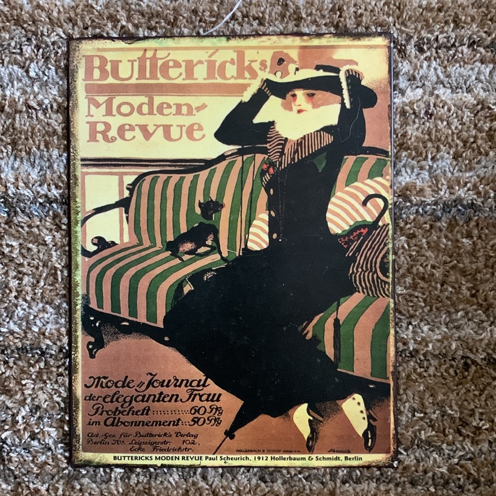 Butterick’s Moden Revue Metal Tin Sign